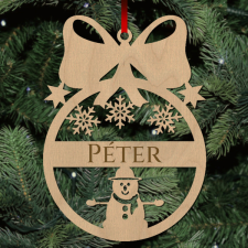  Fa karácsonyfadísz - Egyedi neves - Hóember karácsonyfadísz