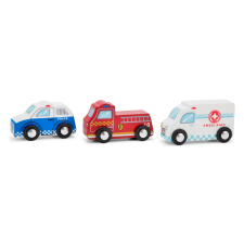  Fa mentőjárművek mini készlet - 3 darab fajáték