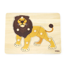 Fa Montessori beillesztős játék – Oroszlán puzzle, kirakós