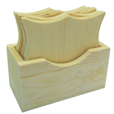 Fa poháralátét tartóval négyszögletes, íves 11,5cm x 6cm x 6,5cm dekorálható tárgy