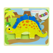 Fa puzzle dinoszaurusz stegosaurus sárga oviraptor puzzle, kirakós