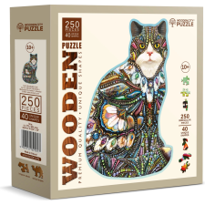 Fa puzzle Díszített Cat 250 darabos puzzle, kirakós