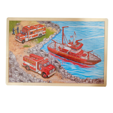 Fa puzzle, kirakós táblán 100 db-os Tűzoltók puzzle, kirakós