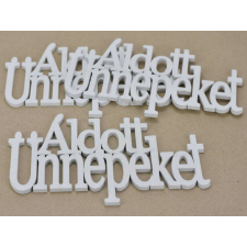 Fa - "Áldott Ünnepeket" felirat koszorúra fehér 21cm 3db/csomag dekorációs kellék