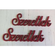  Fa &quot;Szeretlek&quot; felirat meggypiros 9,5cm 2db/csomag dekorációs kellék