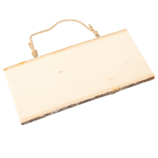  Fa szelet téglalap juta akasztóval 10x25cm dekorációs kellék