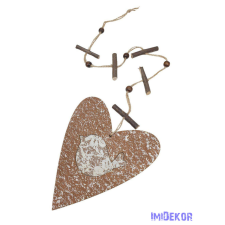  Fa szív girland madárkás - Sötét Barna dekorációs kellék