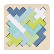  Fa tetrisz játék (négyszög, kék-zöld) fajáték