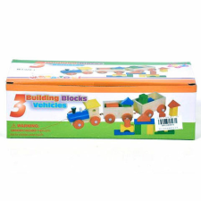  Fa vonat szett színes építőkockákkal autópálya és játékautó