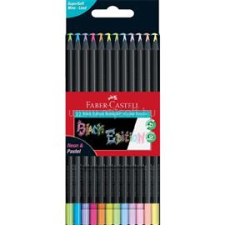 Faber-Castell Black Edition 12 db-os klt fekete test pasztell+neon színes ceruza készlet (FABER-CASTELL_P3033-3339) színes ceruza