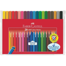 Faber-Castell Filctoll készlet, háromszögletű, FABER-CASTELL &quot;Grip&quot;, 20 különböző szín filctoll, marker