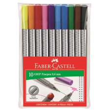 Faber-Castell Rostirón készlet, 0,4 mm, FABER-CASTELL "Grip", 10 különbözõ szín filctoll, marker