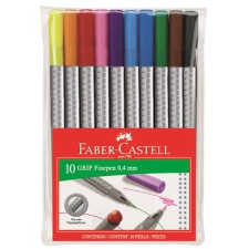 Faber-Castell Tűfilc készlet, 0,4 mm, FABER-CASTELL &quot;Grip&quot;, 10 különböző szín filctoll, marker