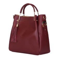  Fabiana, női természetes bőr táska, sötétpiros kézitáska és bőrönd