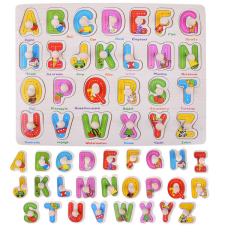 Fából készült betűk ABECADŁO fából készült 2in1 + angol #475 puzzle, kirakós