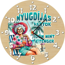 Fából készült falióra - Nyugdíjas vagyok nő 25 cm falióra