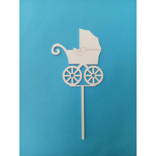  Fából készült fehér babakocsi tortabeszúró,tortadísz sütés és főzés