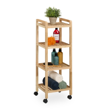  Fából készült fürdőszobai polc kerekekkel 97 x 35 x 31 cm fürdőszoba bútor