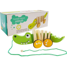 Fából készült krokodil kerekeken 18cm 6718 készségfejlesztő