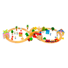  Fából készült vasúti sínkészlet 78 elemmel - Ecotoys kisvasút