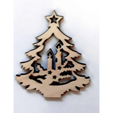  Fafigura 6-7 cm, áttört fenyő gyertyával 22876/115 dekorációs kellék