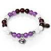  Faithful Emotions – Ametiszt, jáde és gránát ásvány karkötő, nemesacél Szív charmmal vagy anélkül, d