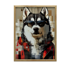 FAKERETES FALI PLAKÁT HUSKY SZEMVEVEGES 30x40 CM grafika, keretezett kép