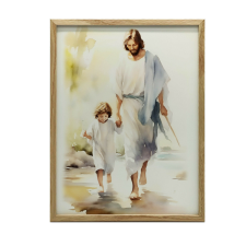 FAKERETES FALI PLAKÁT JÉZUS BABA SÉTÁL 30x40 grafika, keretezett kép