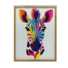  FAKERETES FALI PLAKÁT MERRY ZEBRA SZIVÁRVÁNYBAN 50x70 CM grafika, keretezett kép