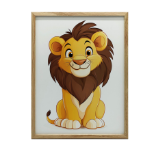  FAKERETES FALI PLAKÁT MOSOLYOGÓ OROSZLÁN 50x70 CM grafika, keretezett kép