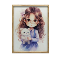  FAKERETES FALI PLAKÁT SZEMÜVEGES LÁNY 50x70 CM grafika, keretezett kép