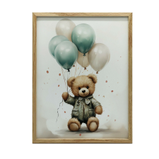 FAKERETES PLAKÁT FALRA BEAR BALLON WORLD 70x100 CM grafika, keretezett kép