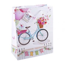 Fakopáncs Ajándéktasak - közepes (bicikli virágos kosárral és ajándékkal) party kellék