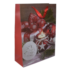 Fakopáncs Ajándéktasak - nagy (bordó karácsonyfadísz gyertyávall) party kellék