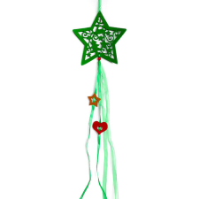 Fakopáncs Ajtó- és ablakdísz filcből (zöld csillag, lógó szalaggal) karácsonyi ablakdekoráció