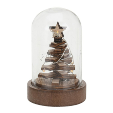 Fakopáncs Dekoráció üvegbúrában, nagy, barna (karácsonyfa, LED fűzérrel) karácsonyi dekoráció