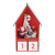 Fakopáncs Dekorációs figura, adventi naptár LED világítással (piros házikóban Mikulás és szánja)