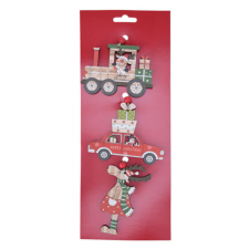 Fakopáncs Dekorációs figura (mozdony rénszarvassal, piros autó, rénszarvas) karácsonyi dekoráció