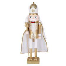 Fakopáncs Diótörő (arany-fehér ruhával, fehér palástban) karácsonyi dekoráció