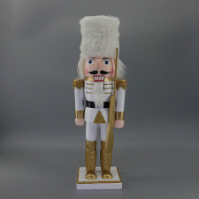 Fakopáncs Diótörő (fehér-arany, puskával, 25 cm-es) karácsonyi dekoráció