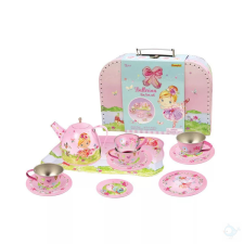 Fakopáncs Fém teáskészlet 15 db-os rózsaszín bőröndben konyhakészlet