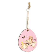 Fakopáncs Húsvéti dekorációs figura (rózsaszín tojás forma nyuszikkal, pillangókkal) fajáték