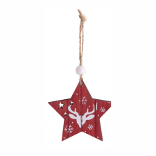 Fakopáncs Karácsonyi dekoráció (bordó csillag rénszarvassal, 2 db) karácsonyi dekoráció