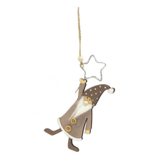 Fakopáncs Karácsonyi dekoráció (ezüst csillag szürke ruhás figurával) karácsonyi dekoráció