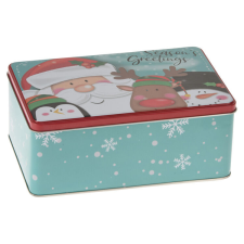 Fakopáncs Karácsonyi fém díszdoboz, közepes (téglalap alapú, 4 figura) karácsonyi dekoráció