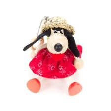 Fakopáncs Rugós figura kutya lány, piros játékfigura