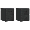  Fali éjjeli szekrény 2 pcs Fekete 34,5 x 33 x 40 cm Szerelt Fa
