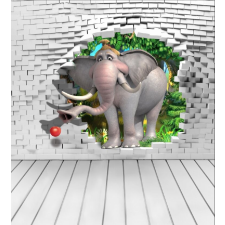  Fali matrica Futó elefánt, 150 x 205 cm tapéta, díszléc és más dekoráció