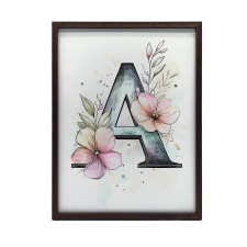  FALI PLAKÁT A KERETTEL A BETŰ VIRÁGOS GYERMEKEKNEK 50x70 CM grafika, keretezett kép