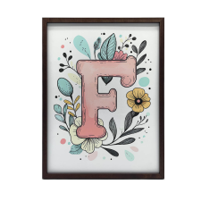 FALI PLAKÁT ALUMÍNIUM KERETBEN F BETŰ VIRÁGOK 60X90 CM grafika, keretezett kép